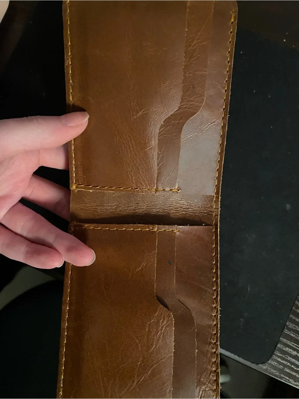 lukadah brown leather bifold wallet